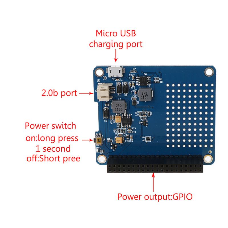 Mô Đun Nguồn Pin Lithium Dành Cho Máy Raspberry Pi 3B 3B + 4B