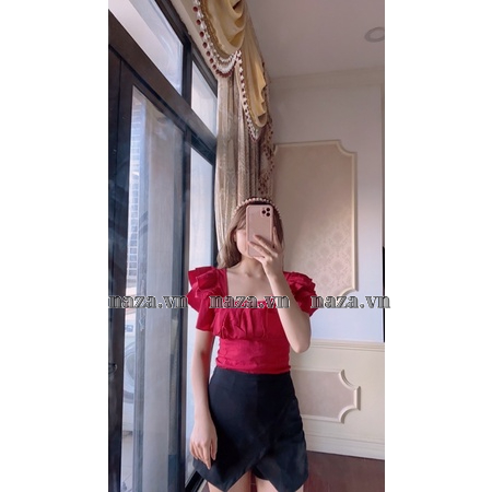 Áo kiểu nữ tay 3 tầng cánh tiên lưng thun vải đũi xước