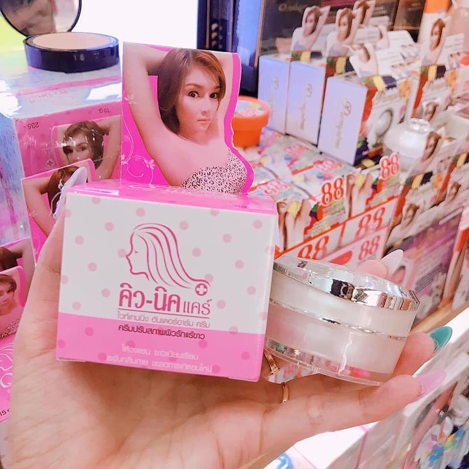 Kem thâm nách Qnic, Giẩm thâm mông, Gối, Bikini Q-nic Care Whitening Underarm Cream Thái Lan 15G