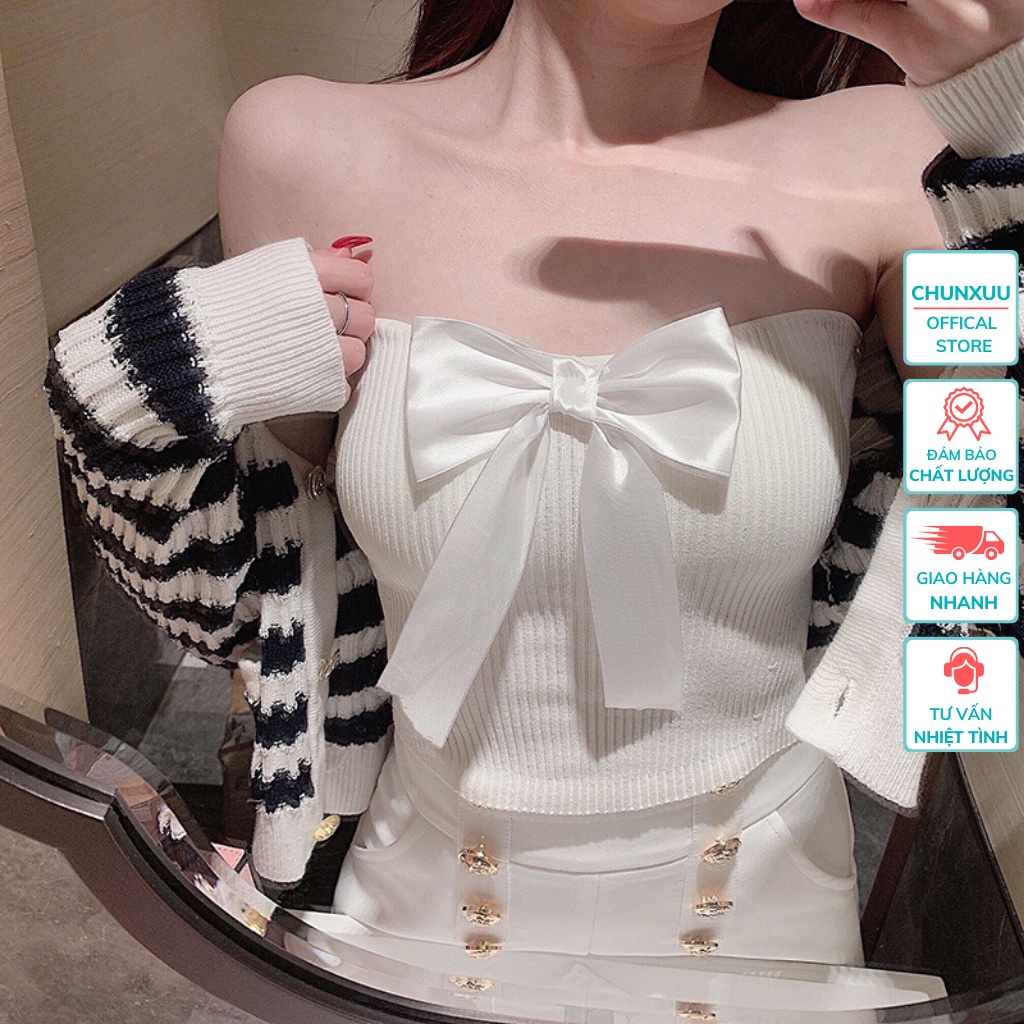 Áo bra nữ không dây phối nơ ngực ChunXuu, vải cotton co dãn 4 chiều tặng kèm dây áo trong suốt- BR18