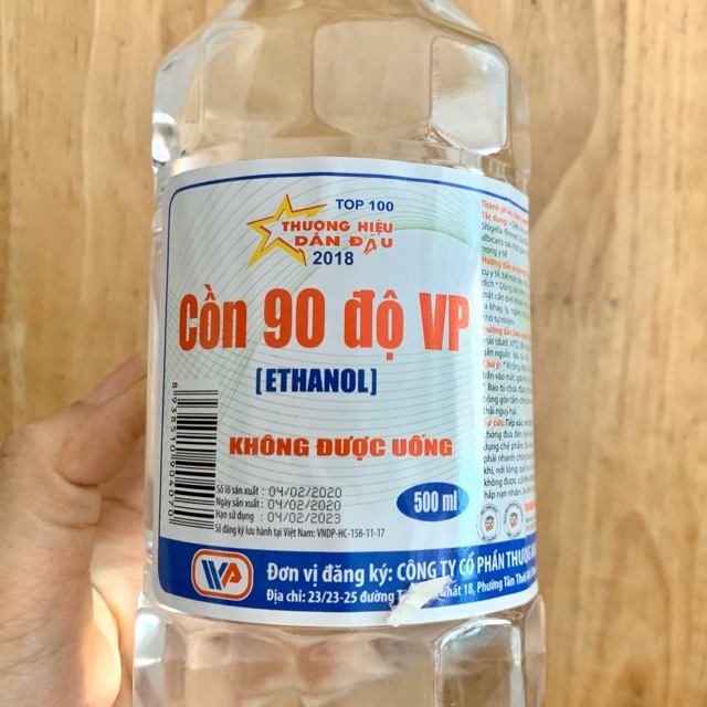 Cồn 90 độ Vĩnh Phúc sát khuẩn 500ml - Cồn trắng 90 độ VP