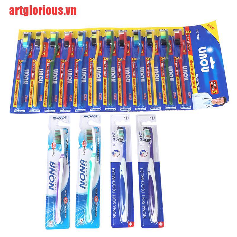 Set 10 Bàn Chải Đánh Răng Lông Siêu Cứng Chất Lượng Cao