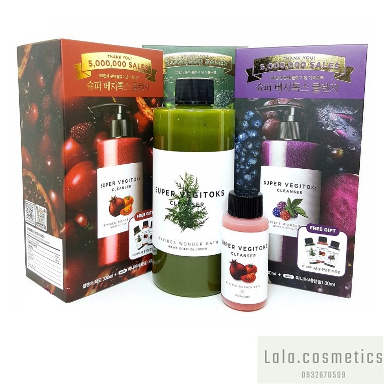 Sữa rửa mặt rau củ thải độc Super vegitoks cleanser Wonder bath Full size - 300 ml chính hãng Hàn Quốc