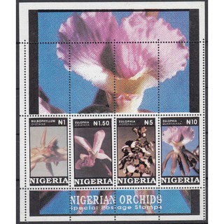 Tem sưu tập block tem nigeria hoa lan 1993