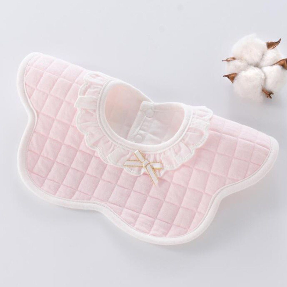 Yếm Cổ Tròn Chống Thấm Nước Xoay 360 Độ Cho Bé Gái Sơ Sinh