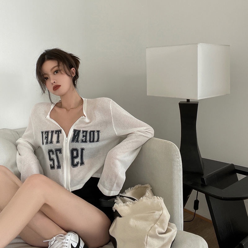 Thời Trang Nữ Mới Mùa Thu Ngắn Hàng Đầu Thời Trang Hàn Quốc Áo Khoác Cardigan Dáng Dài