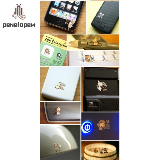 Miếng dán trang trí máy tính/điện thoại mạ vàng 24k chống bức xạ đáng yêu