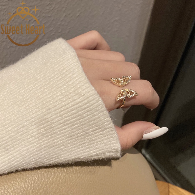 Nhẫn Hình Trái Tim/ Bươm Bướm Đính Đá Thời Trang Hàn Quốc Cho Nữ