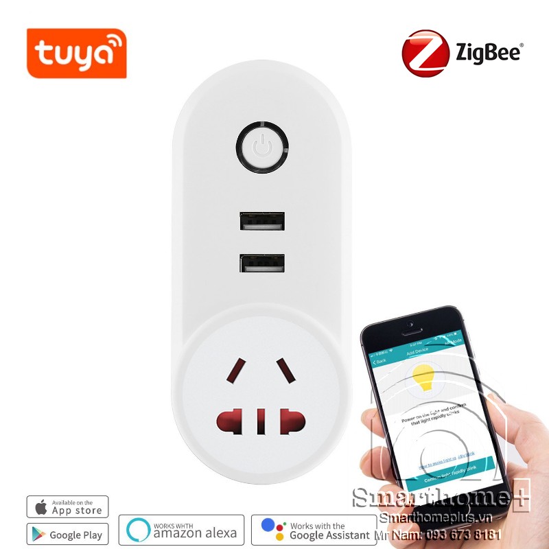 Ổ Cắm Thông Minh Zigbee Tuya 16A Có Sạc USB ZTC1