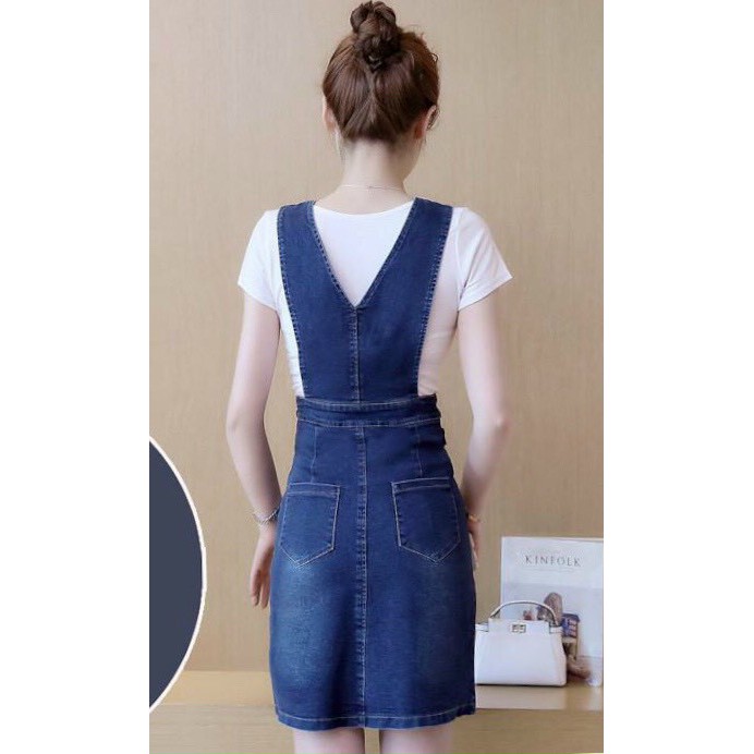 Đầm Jean Yếm Cut-out Dây Kéo Thời Trang