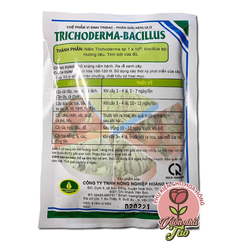 Phân hữu cơ vi sinh Trichoderma Bacilius gói 100g-Chuyên xử lý phế thải, chất hữu cơ và nấm đối kháng.