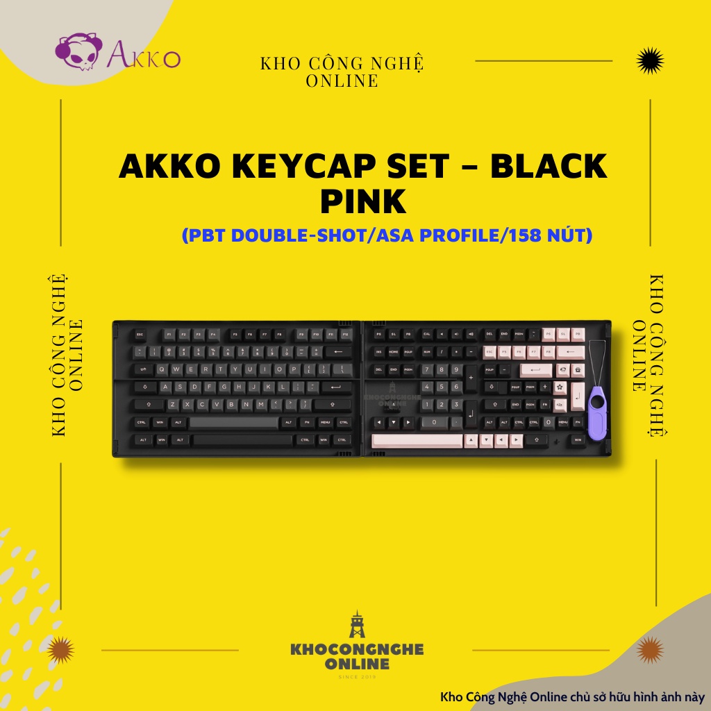 AKKO Keycap set – Black Pink (PBT Double-Shot/ASA profile/158 nút)