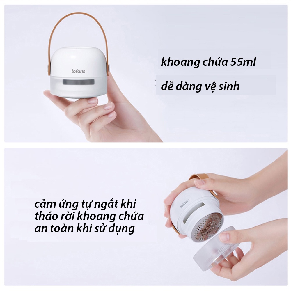 Máy cắt lông xù quần áo Xiaomi Lofans. Động cơ 7000 vòng/ phút, lưỡi cắt thép không rỉ 360 độ