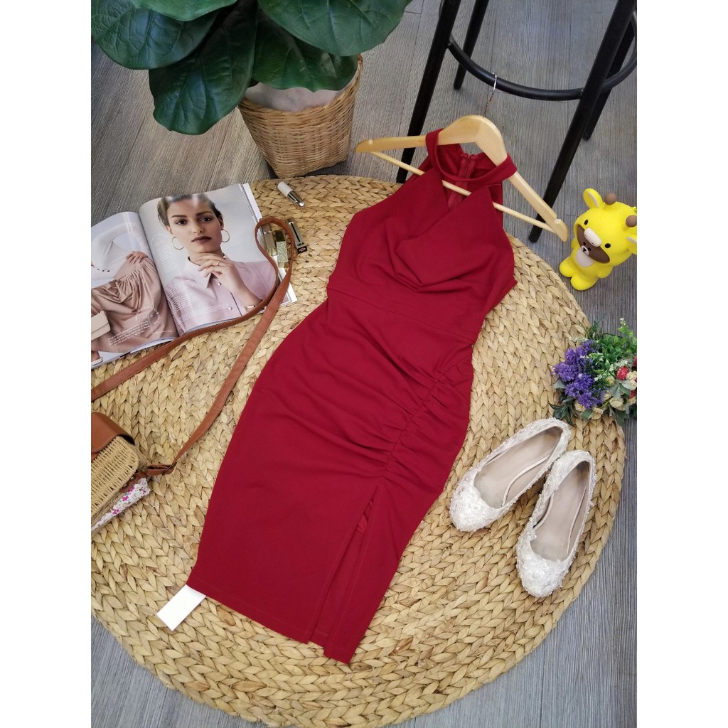 ĐẦM ÔM BODY CỔ ĐỔ SANG CHẢNH