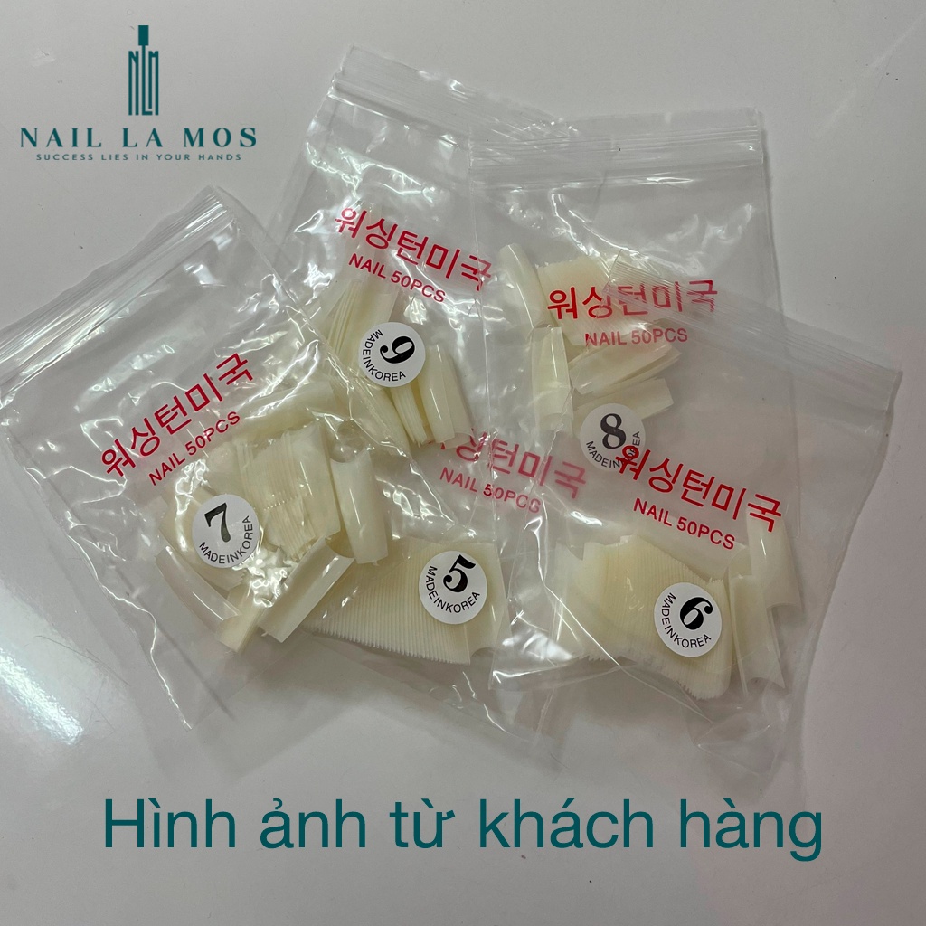Móng nối HSM chính hãng phom vuông lẻ size - Móng tip 1 túi 50 móng (size 5 6 7 8 9)