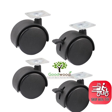 Bánh xe chịu lực có chốt Khóa - Bánh Xe Lăn Đế Bắt Vít Khóa Hãm-50mm