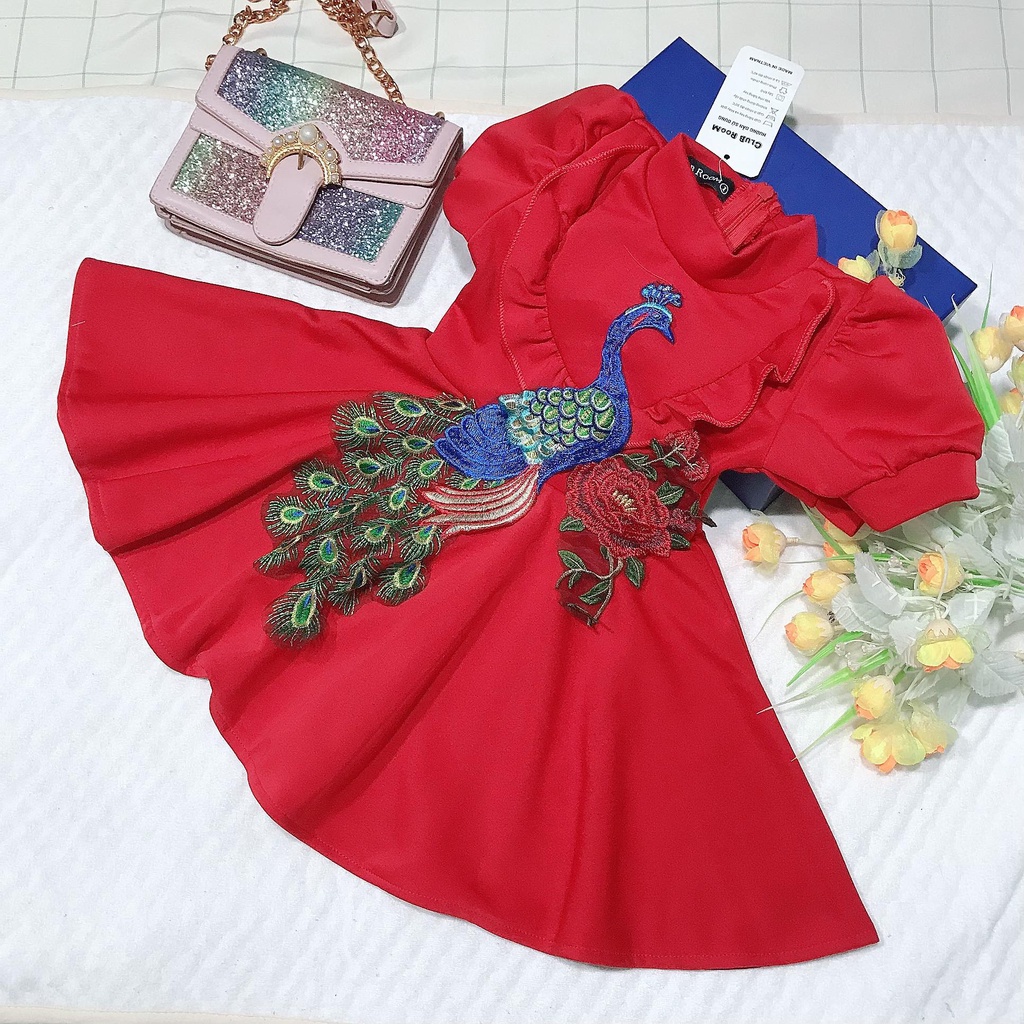 Đầm Công Chúa Chuột Lắc Store Cho Bé Gái Thun Umi Hình Công Từ 10Kg Đến 24Kg (Màu Đỏ)