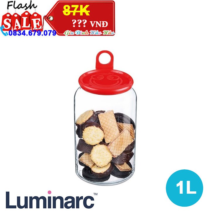 Hũ Thuỷ Tinh Luminarc Rondo Smile 1L - Màu Ngẫu Nhiên