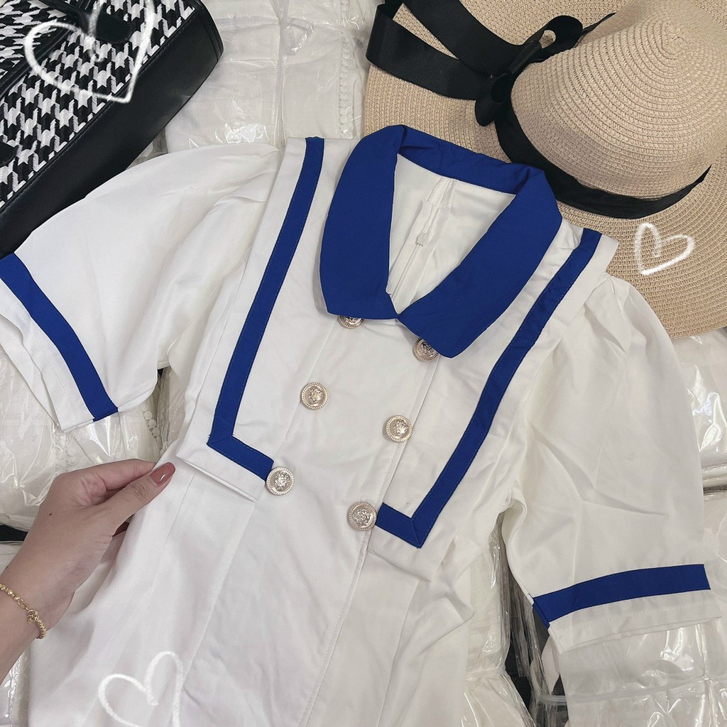 ĐẦM TRẮNG VIỀN CỔ THUỶ THỦ XANH - HÀNG CAO CẤP KÈM HÌNH THẬT - BILA HOUSE | BigBuy360 - bigbuy360.vn