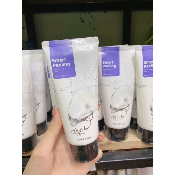 TẨY DA CHẾT  THE FACE SHOP Tẩy Da Chết Ngọc Trai - White Jewel PeelingThe Face Shop Smart Peeling 120ml