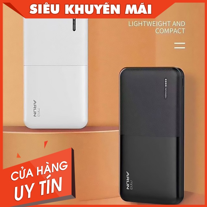 Pin Sạc Dự Phòng Điện Thoại Mini Arun 10000mah, Sạc Dự Phòng Mini Dung Lượng Lớn