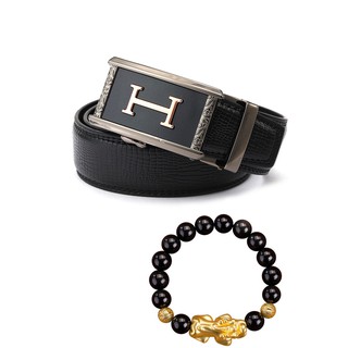 Dây lưng nam, dây nịt da thật khóa tự động mẫu 2020 - tặng vòng tay đá phong thủy tài lộc