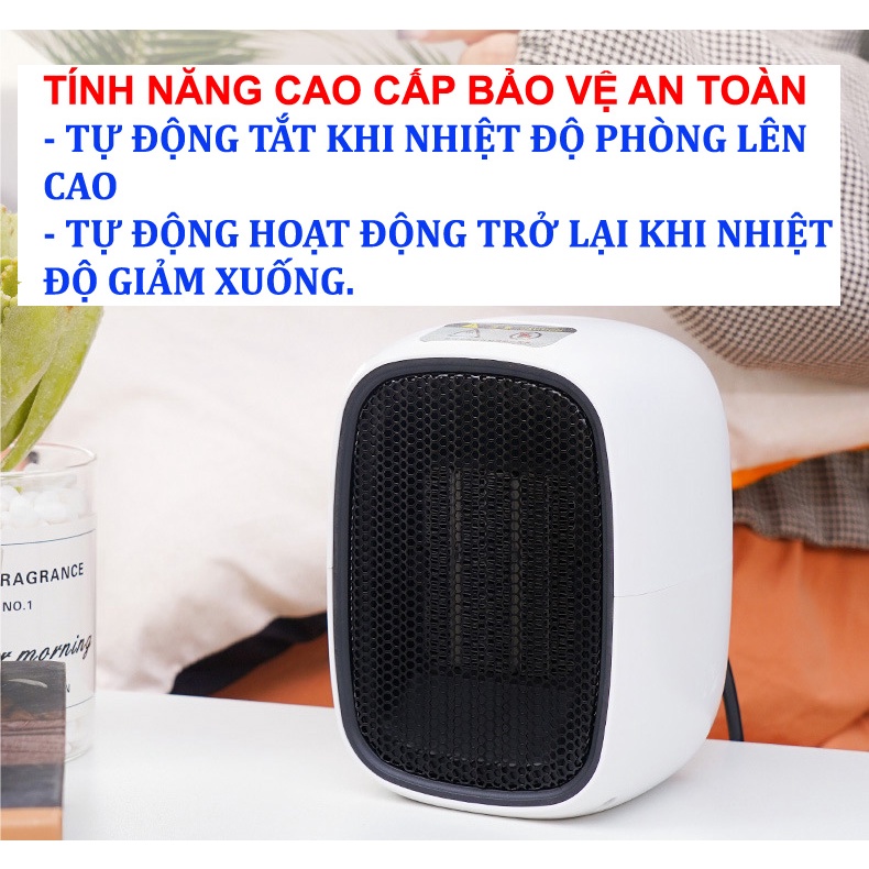 Quạt sưởi gốm ceramic, máy sưởi mini cao cấp không khô da, không đốt oxi an toàn