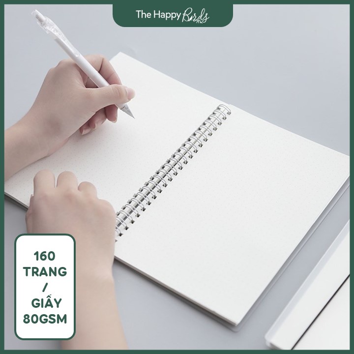 Sổ lò xo A5 B5 bìa trong có dây caro kẻ ngang trơn chấm dot làm sổ tay planner sketchbook