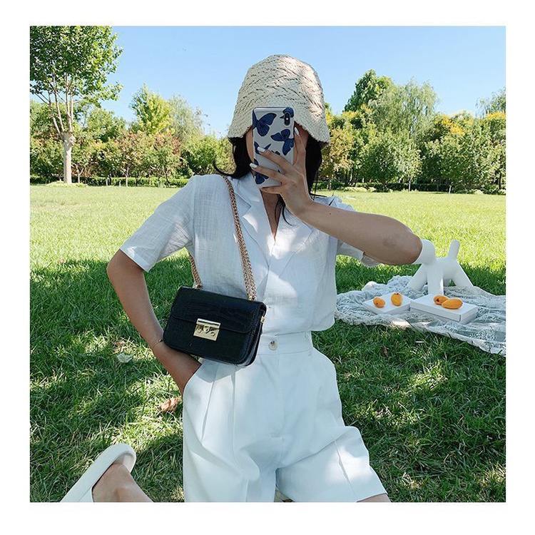 Túi đeo chéo nữ khoá sập chống rơi đồ túi xách nhiều ngăn quai đeo xích không rỉ phong cách Hàn Quốc