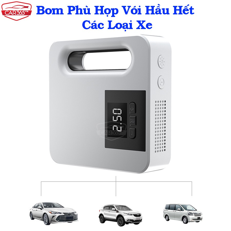 Máy bơm lốp xe ô tô điện tử thông minh tự ngắt CAR365VN cao cấp màn LCD - Thiết kế nhỏ gọn