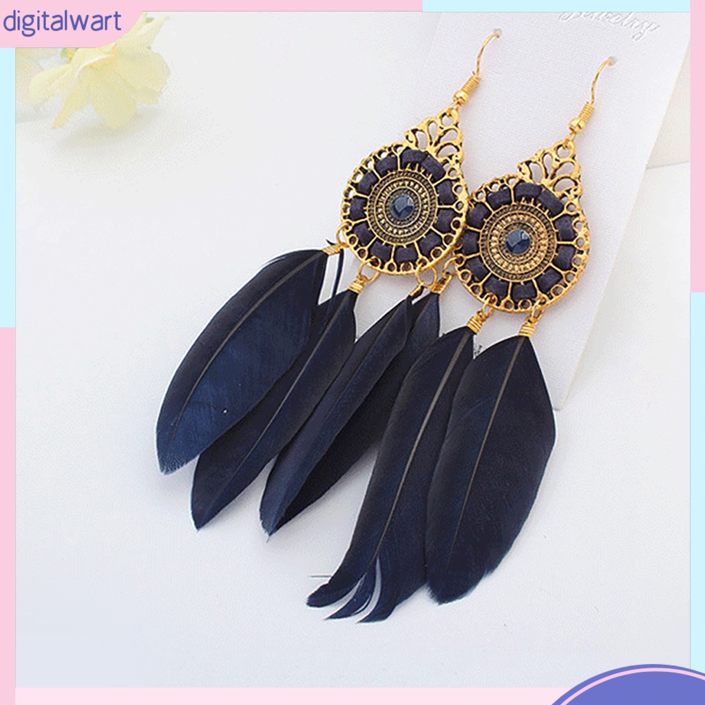 Đôi bông tai họa tiết lông vũ kiểu dáng vintage cho nữ
