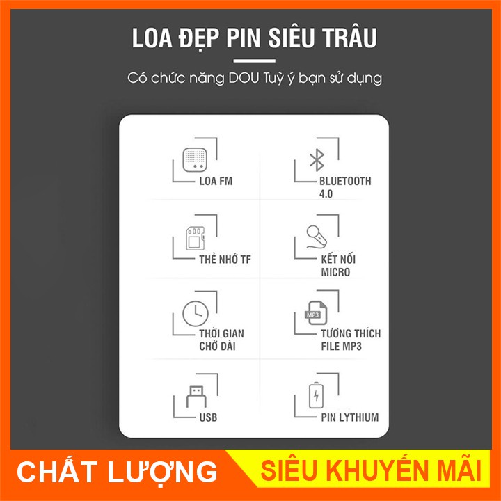 Loa Bluetooth Không Dây BT-06 Xách Tay Loại 1 Âm Thanh Hay Siêu Trầm, Led Nháy Theo Nhạc, Super Bass Nghe EDM, REMIX