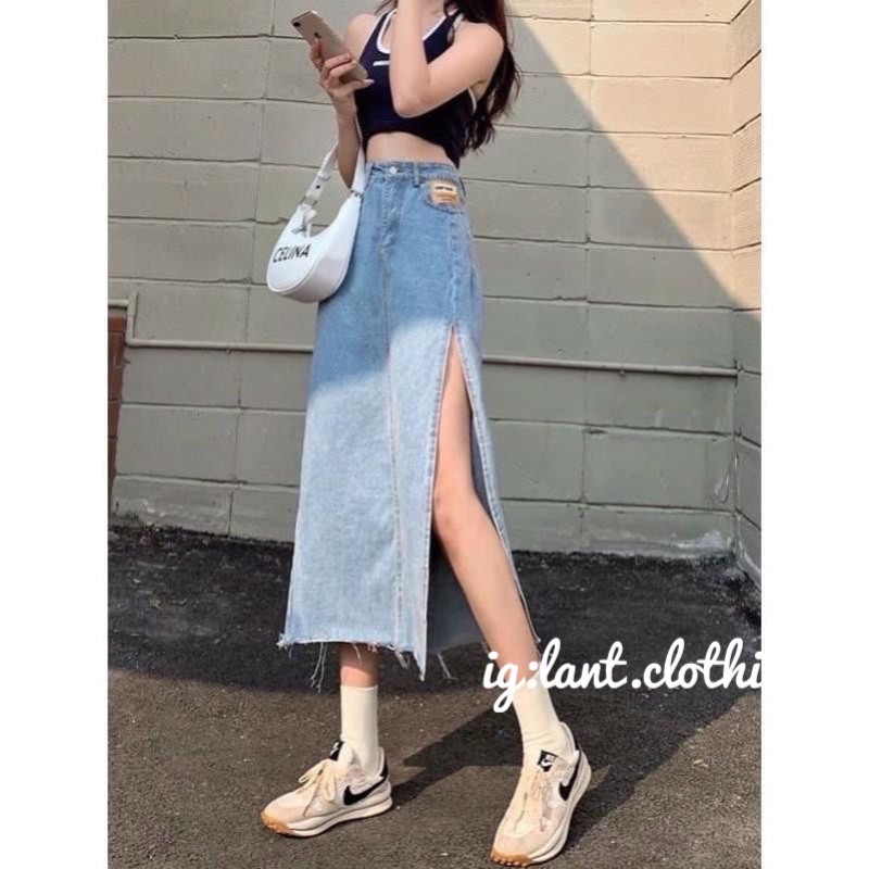 chân váy jean xẻ 126