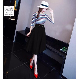 Chân váy xòe đan lưng 👄freeship👄 giảm ngay 50k khi nhập thời trang nữ công sở thiết kế cao cấp