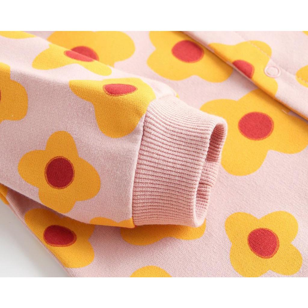 Bộ áo liền quần dài tay in họa tiết hoạt hình đáng yêu cho bé trai và bé gái