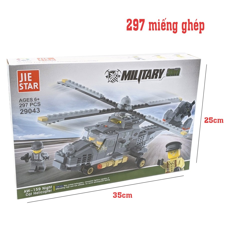 Bộ LEGO lắp ráp máy bay trực thăng 297 miếng - Lego lắp ráp chiến tranh thế giới thứ 2