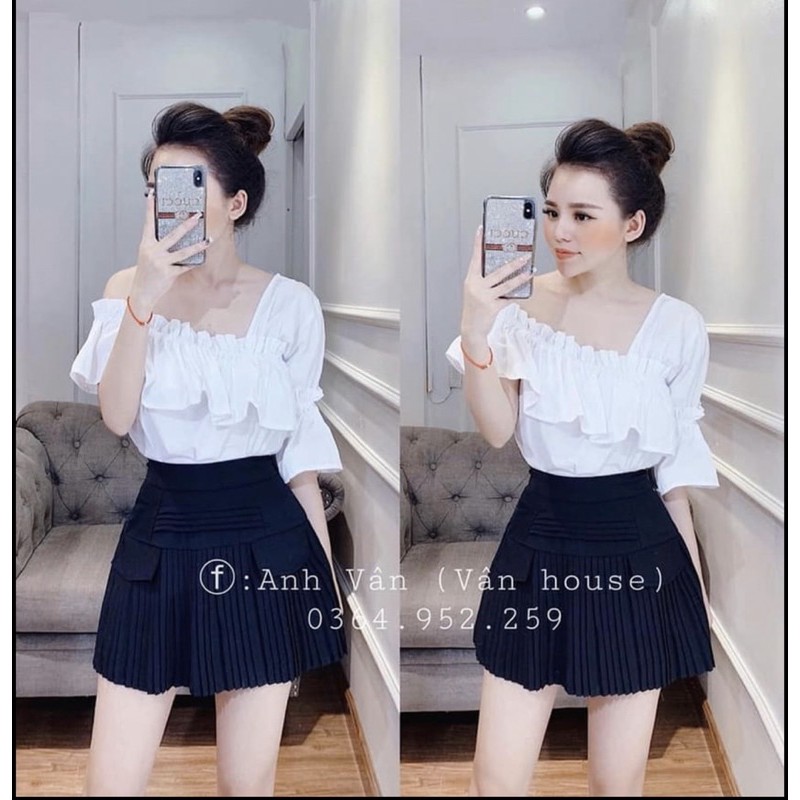 CHÂN VÁY XẾP LY NẮP TÚI