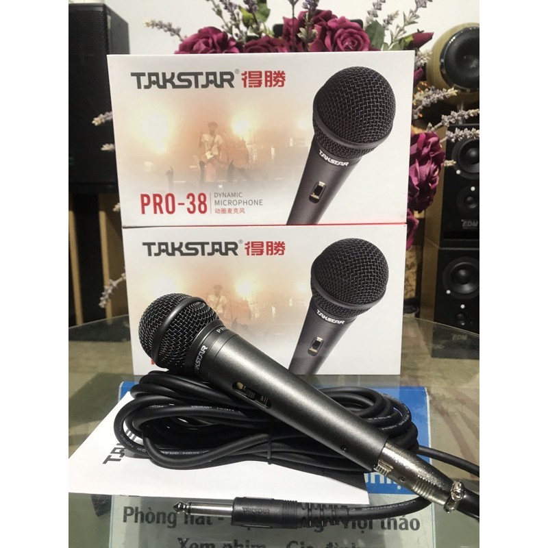 Mic Hát Karaoke Có Dây Takstar Pro-38 Dây Dài 6 Mét , Bắt Âm Cực Tốt , Âm Thanh Sống Động , Độ Bền Cực Cao