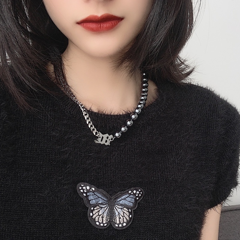 Vòng Cổ Nữ Đính Ngọc Trai Đen Phong Cách Hàn Quốc Sang Trọng