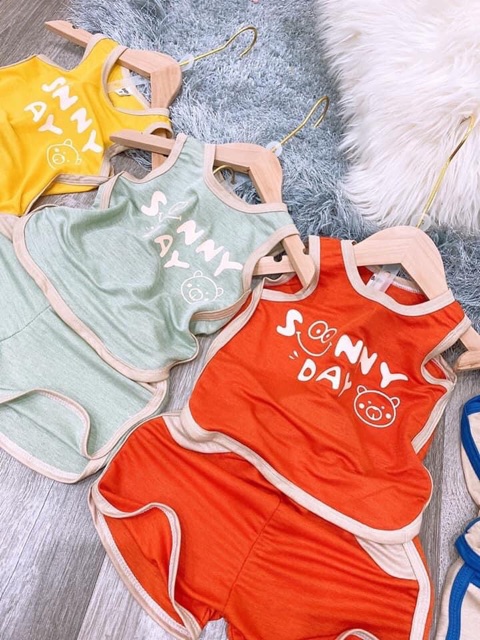 Bộ Quần Áo Ba Lỗ Cho Bé Sunny Dây Chất Cotton Đũi