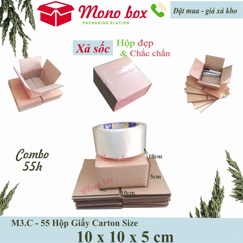 Bộ 55 thùng giấy carton 10x10x5