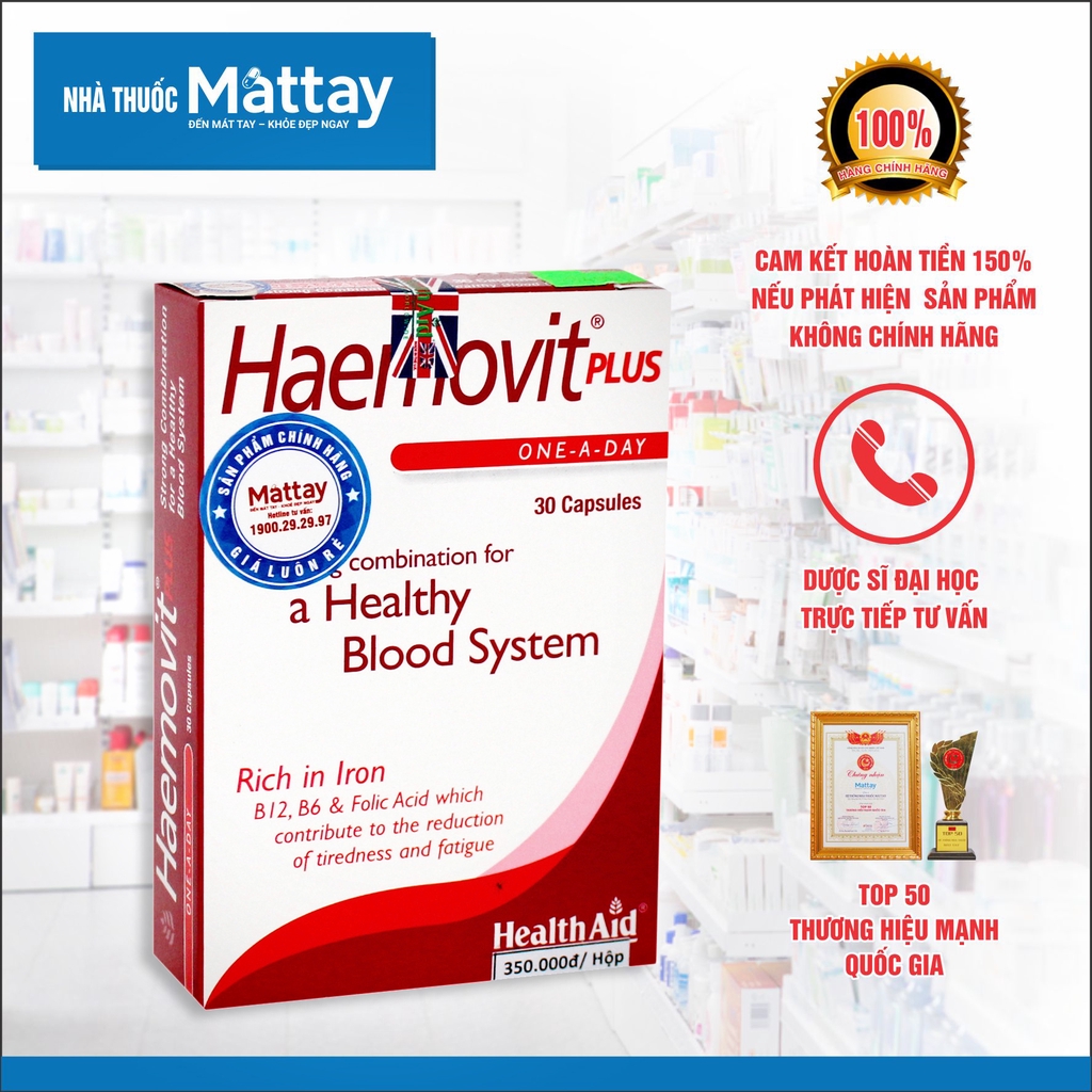 Haemovit Plus - HealthAid - Hộp 30 Viên - Giúp Bổ Máu, Tăng Cân Hiệu Quả thumbnail