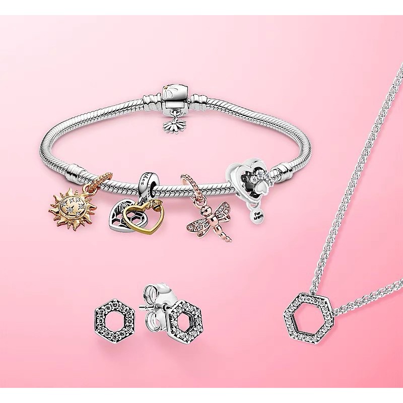 charm pan treo honey tim vàng trắng bạc s925 cao cấp