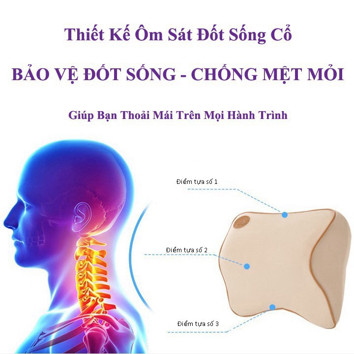 Gối tựa đầu ô tô và tựa lưng ô tô - Gối tựa cổ ô tô cao cấp chất liệu cao su non dành cho xe hơi ghế sofa văn phòng