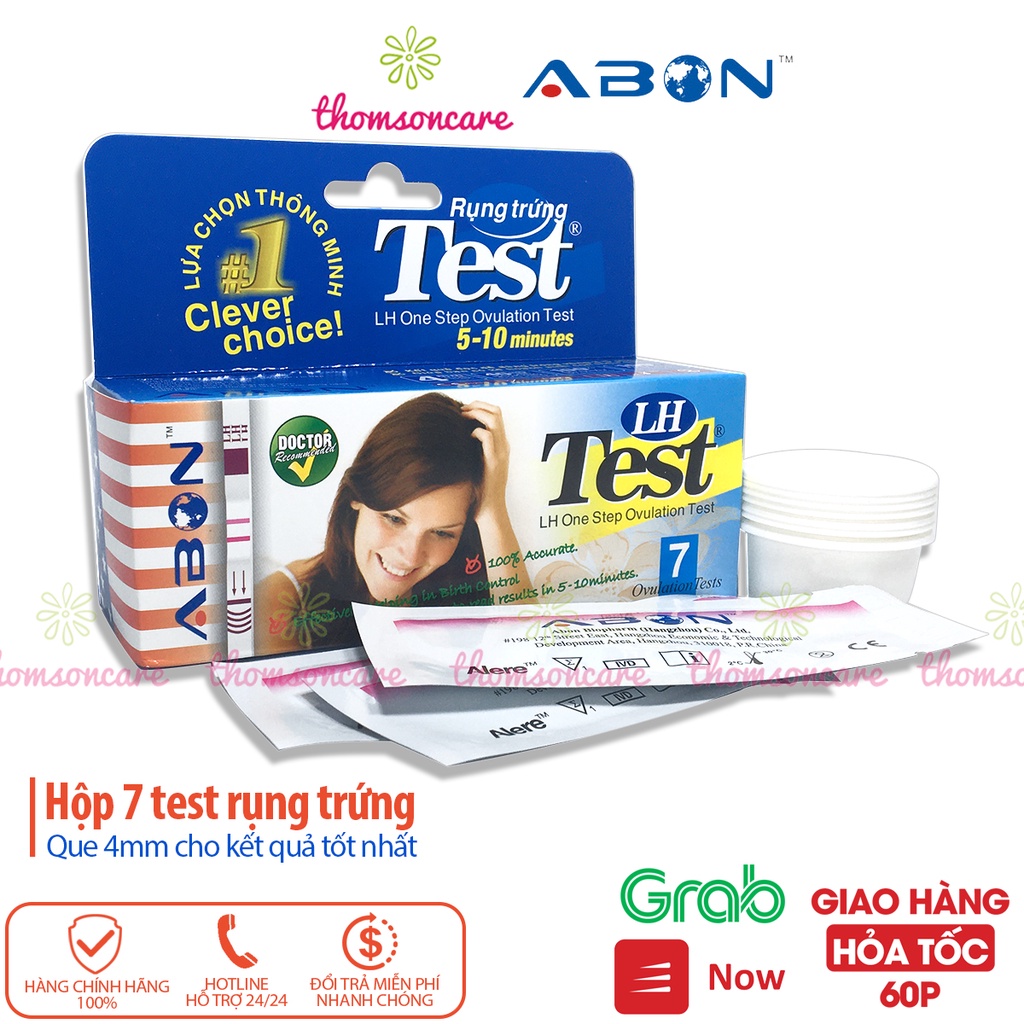 Que thử trứng Abon - Hộp 7 que nhập khẩu từ Mỹ, giao hàng kín đáo, che tên, LH test rụng trứng nhanh