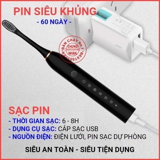 Bàn chải điện Sonic X3 Pro,  Bàn chải đánh răng điện tự động 6 chế độ chải, tặng kèm 4 đầu chải