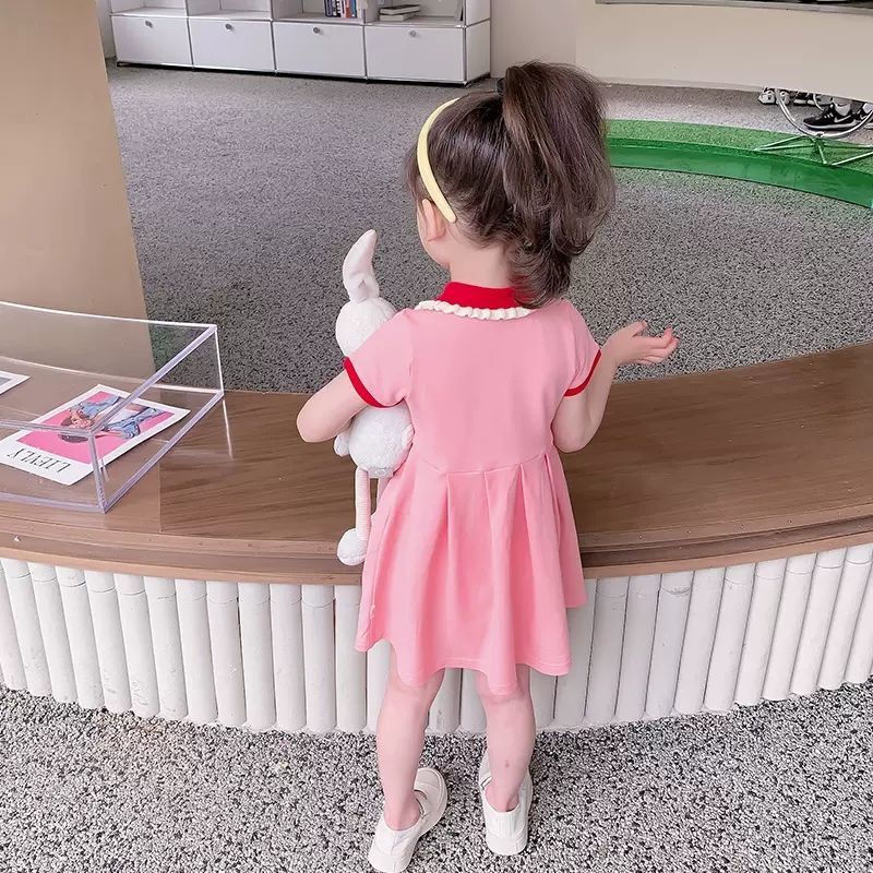 Đầm Polo Tay Ngắn Thiết Kế Mới Thời Trang Mùa Hè 2023 Theo Phong Cách Hàn Quốc Cho Bé Gái