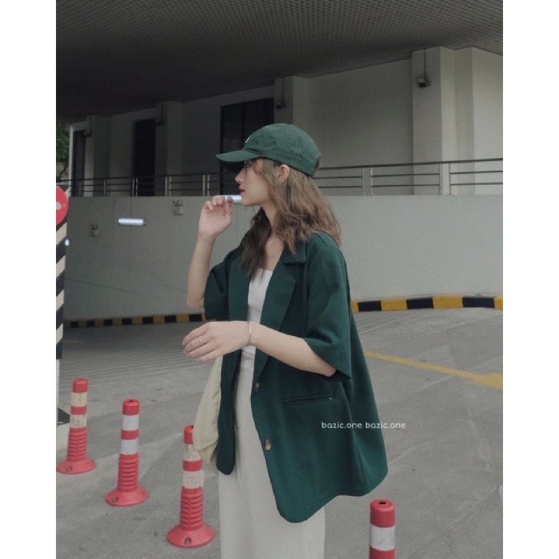 Blazer tay ngắn một lớp nữ chất không nhăn lên form đẹp | BigBuy360 - bigbuy360.vn