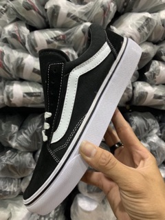 Giày thể thao sneaker old skool đen trắng da lộn cao cấp