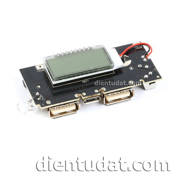 Mạch Sạc Dự Phòng 2 Ngõ ra USB Hiển Thị LCD